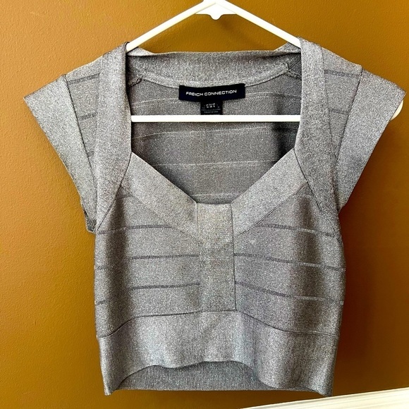 FRENCH CONNECTION Women’s Dressy Cocktail Shimmery Bodycon Top Size Medium Fancy - Picture 1 of 4